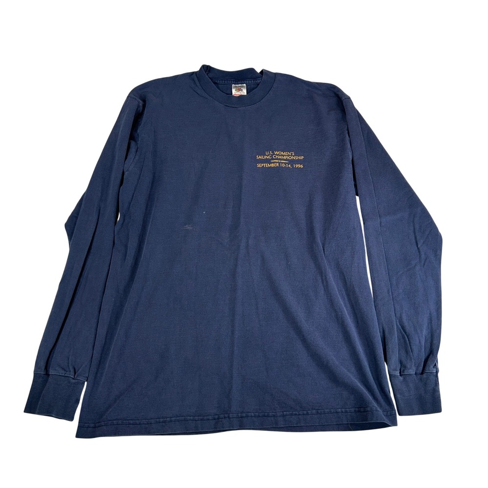 Vintage 1996 US Womens Sailing Championship Adams Cup T Shirt Navy‎ Large Fruit